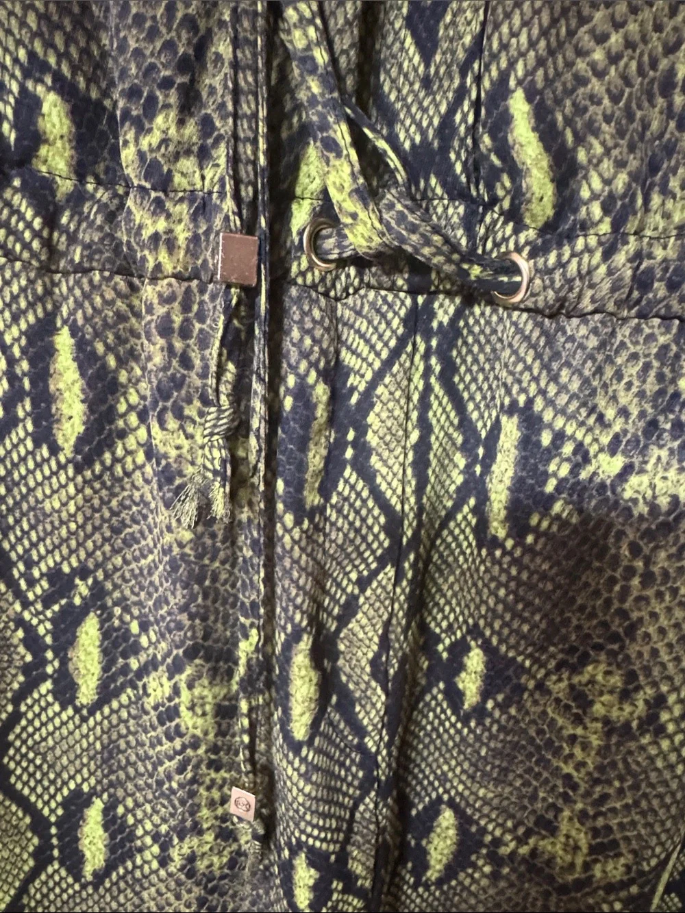 Michael Kors Olive Green Snakeskin Print Maxi Dress